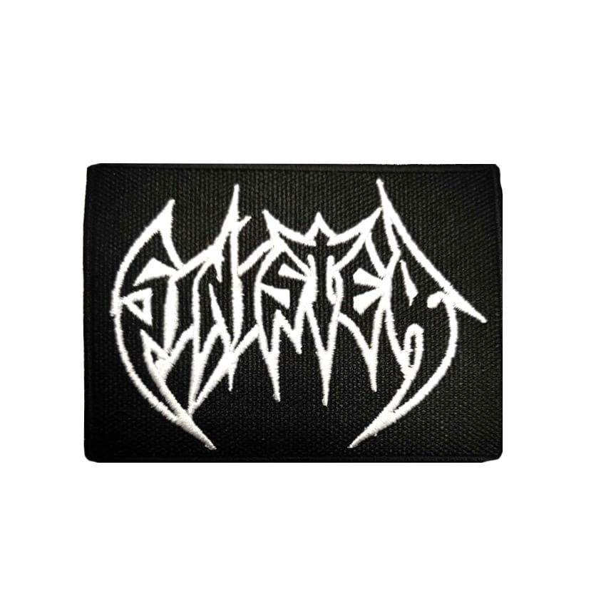 SINISTER white logo PATCH cudgel Der ultimative Metal Online Store